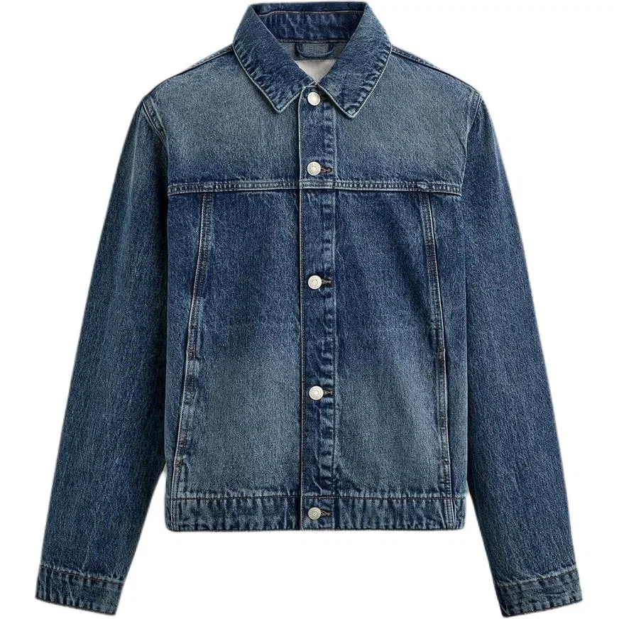 Мужская джинсовая куртка с отложным воротником Blue ZARA, Blue