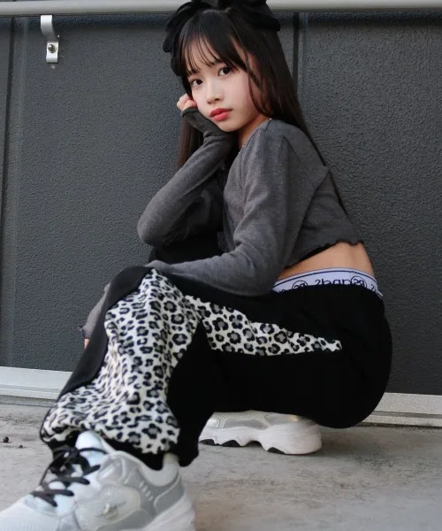 Детские спортивные штаны с принтом, модель Broad切替 Sweat Pants RandS, Black×Gray