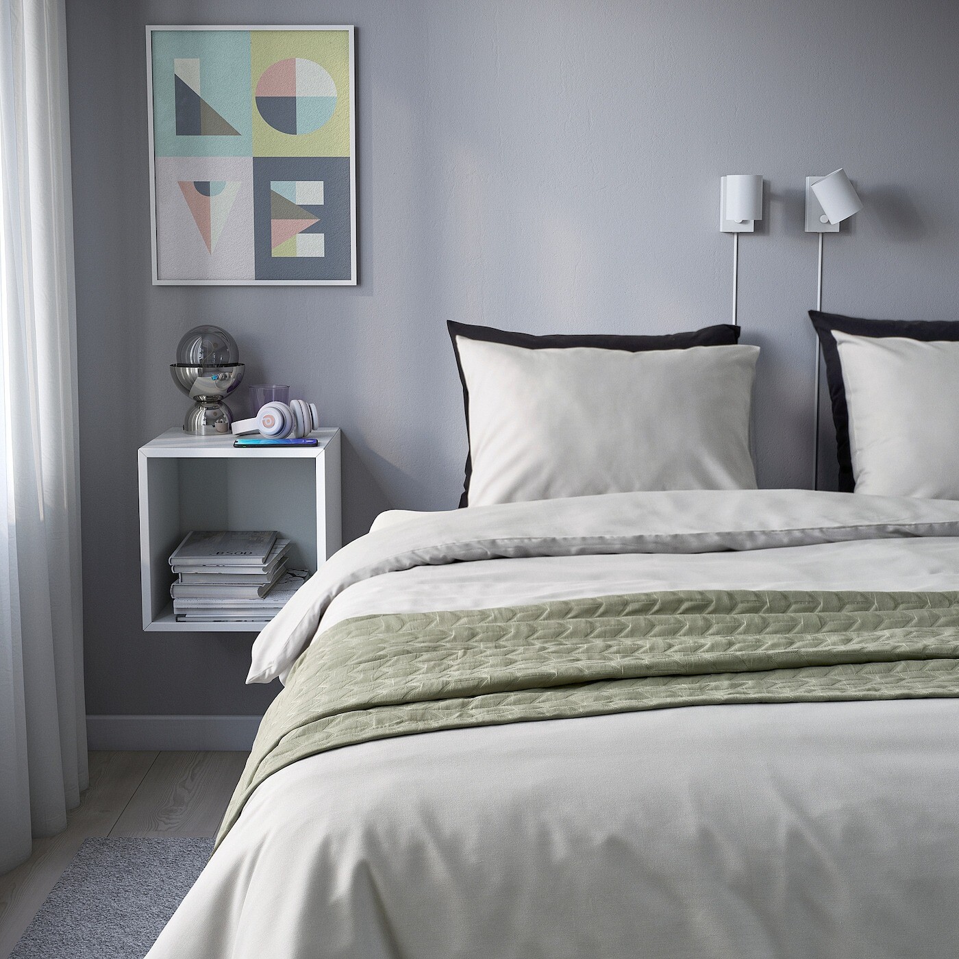Комплект постельного белья Ikea Piltandvinge, 2 предмета, 150х200/50x60 см, серый — фото 4