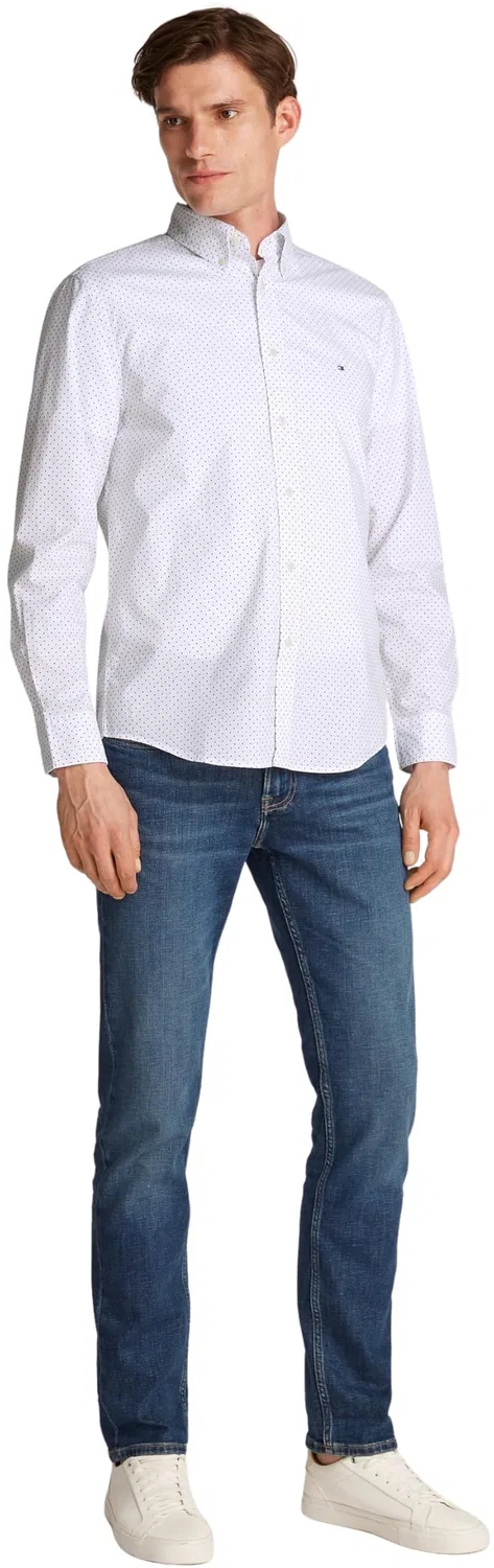 Мужская рубашка с принтом в горошек Tommy Hilfiger, White (Optic White / Navy Dot) — фото 4