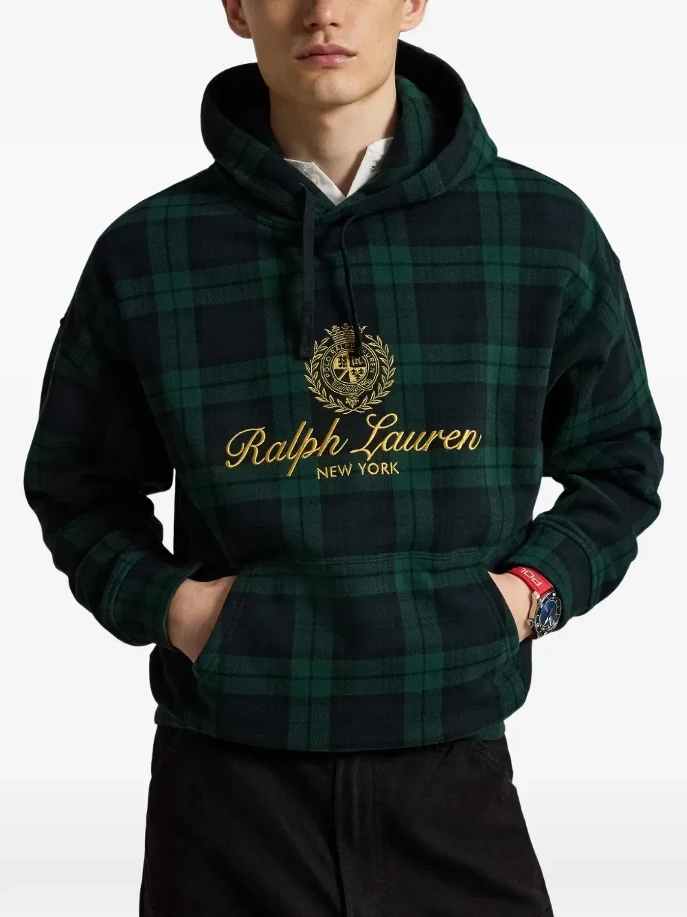Толстовка с вышитым гербом в клетку POLO RALPH LAUREN, зеленый — фото 2