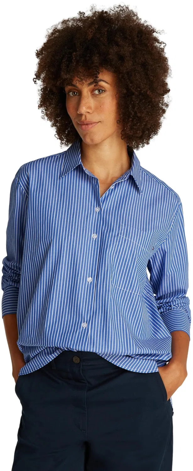 Женская рубашка оверсайз Tommy Hilfiger, Blue (Blue Stp)