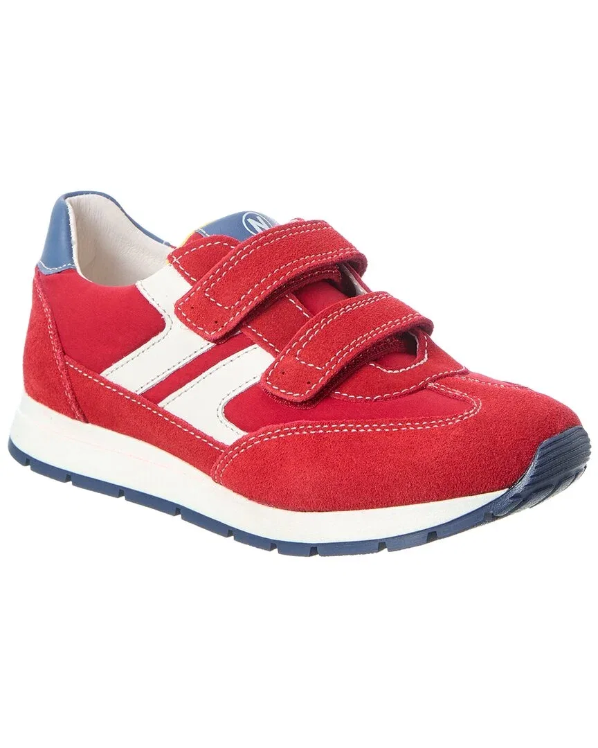 Детские кроссовки на липучках с серебристой фурнитурой Naturino Miblo Suede & Nylon, красный