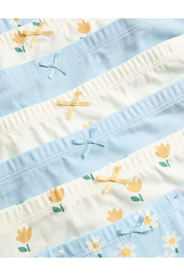 Детский комплект трусов для девочек с принтом Marks & Spencer, Blue Mix — фото 2
