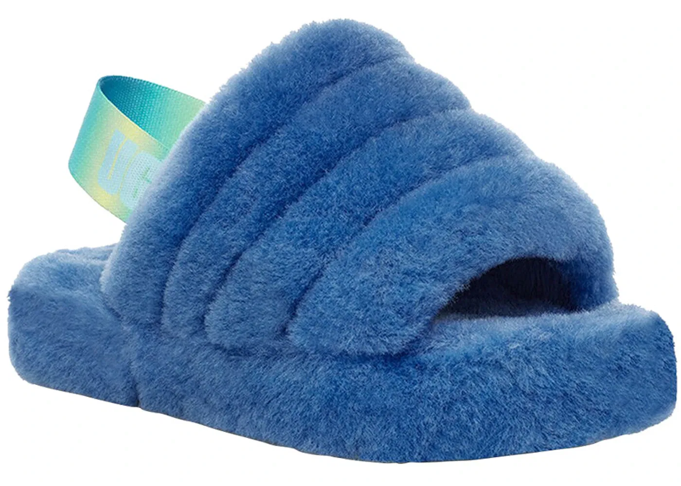 Детские шлепанцы с меховой отделкой UGG Fluff Yeah Slide, Mystic Blue Gradient — фото 2