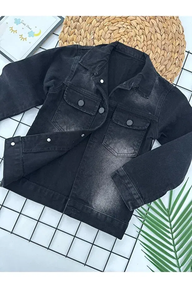 Детская джинсовая куртка для девочек Lina Kids, Black