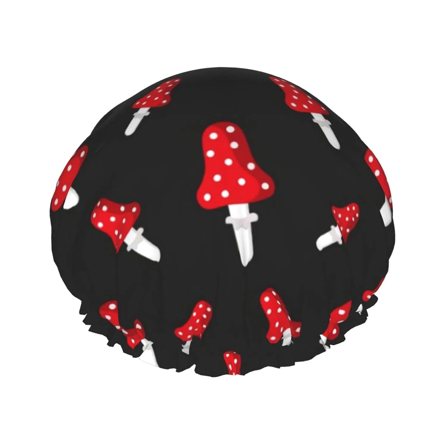 Шапочка для душа Amanita Mushroom, двойной слой, водонепроницаемая, многоразовая, 27x11 см, PanaRL