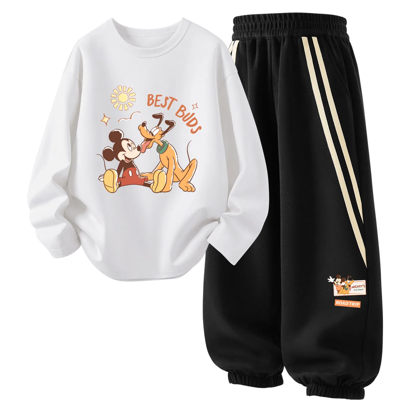 Детский спортивный комплект с длинным рукавом, Disney, Bright Sun White+Happy Logo K_Right Lower Black