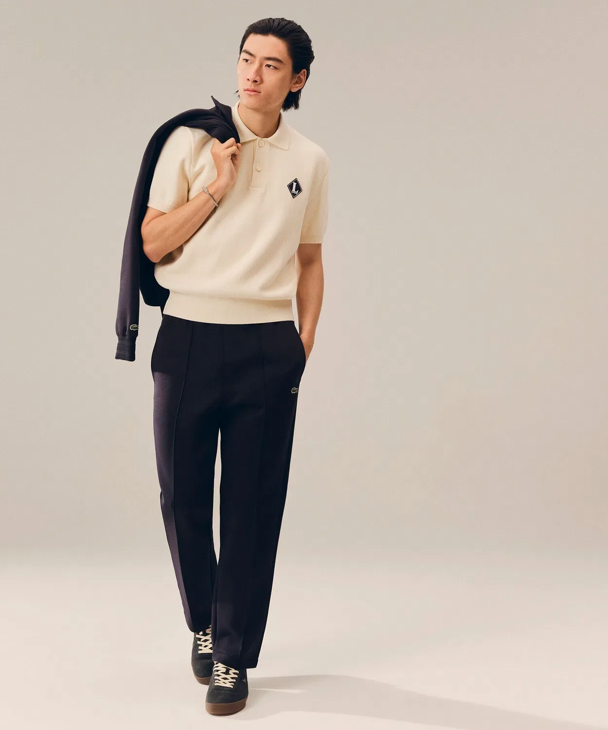 Мужские спортивные штаны из двойного трикотажа с логотипом, Regular Fit LACOSTE, Black — фото 2