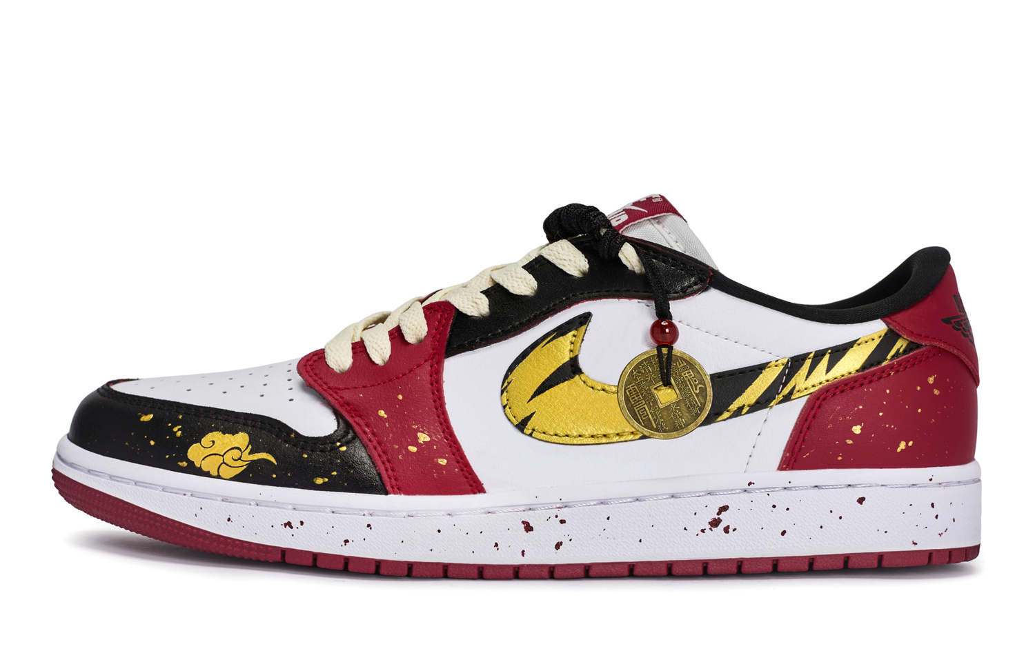 

Jordan Air 1 811 Manufacturing, Swift As The Wind Низкие винтажные баскетбольные кроссовки унисекс, черный, белый, красные, золотые