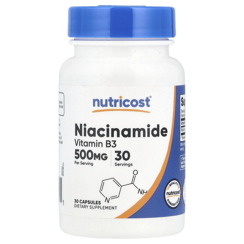 

Nutricost, Ниацинамид, 500 мг, 30 капсул