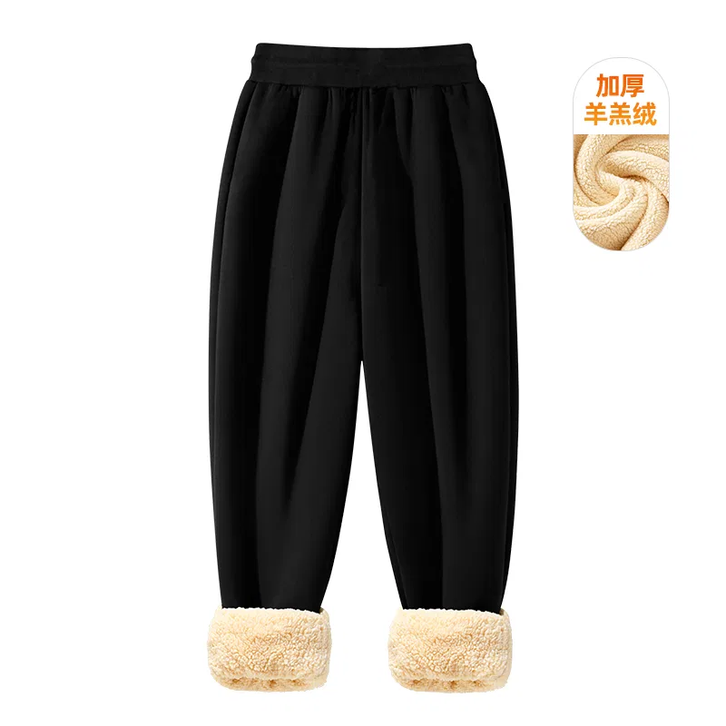 Детские утепленные штаны на флисе с манжетами MINISO, Gray (B Brush Stroke Fun Pants Logo) — фото 4