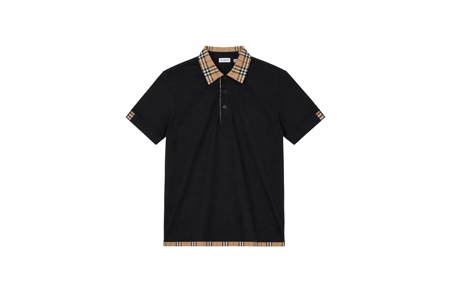 Мужское поло с воротником-пледом Burberry, Plaid Collar-Black