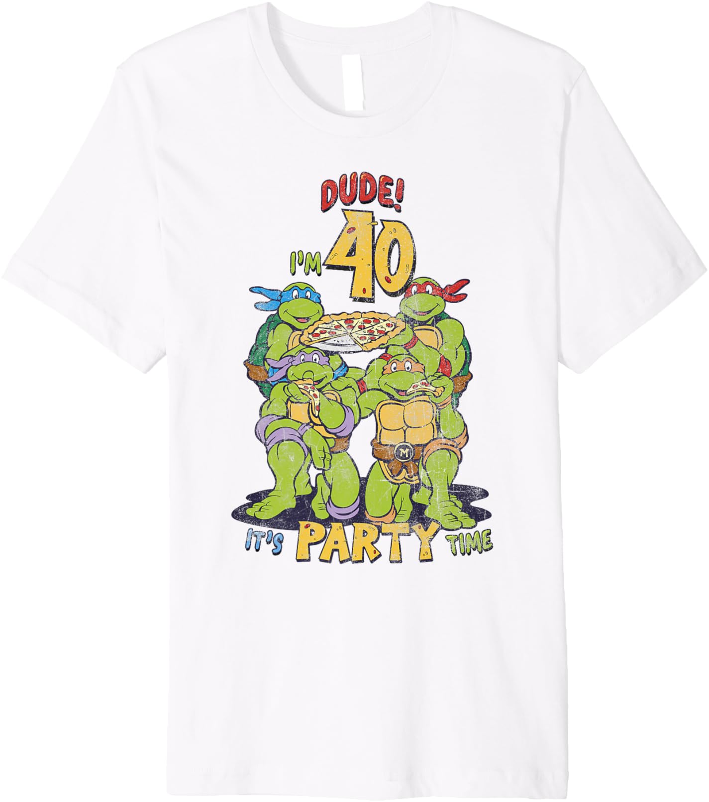 

Мужская футболка Teenage Mutant Ninja Turtles 40th Birthday Pizza Party Premium, белый