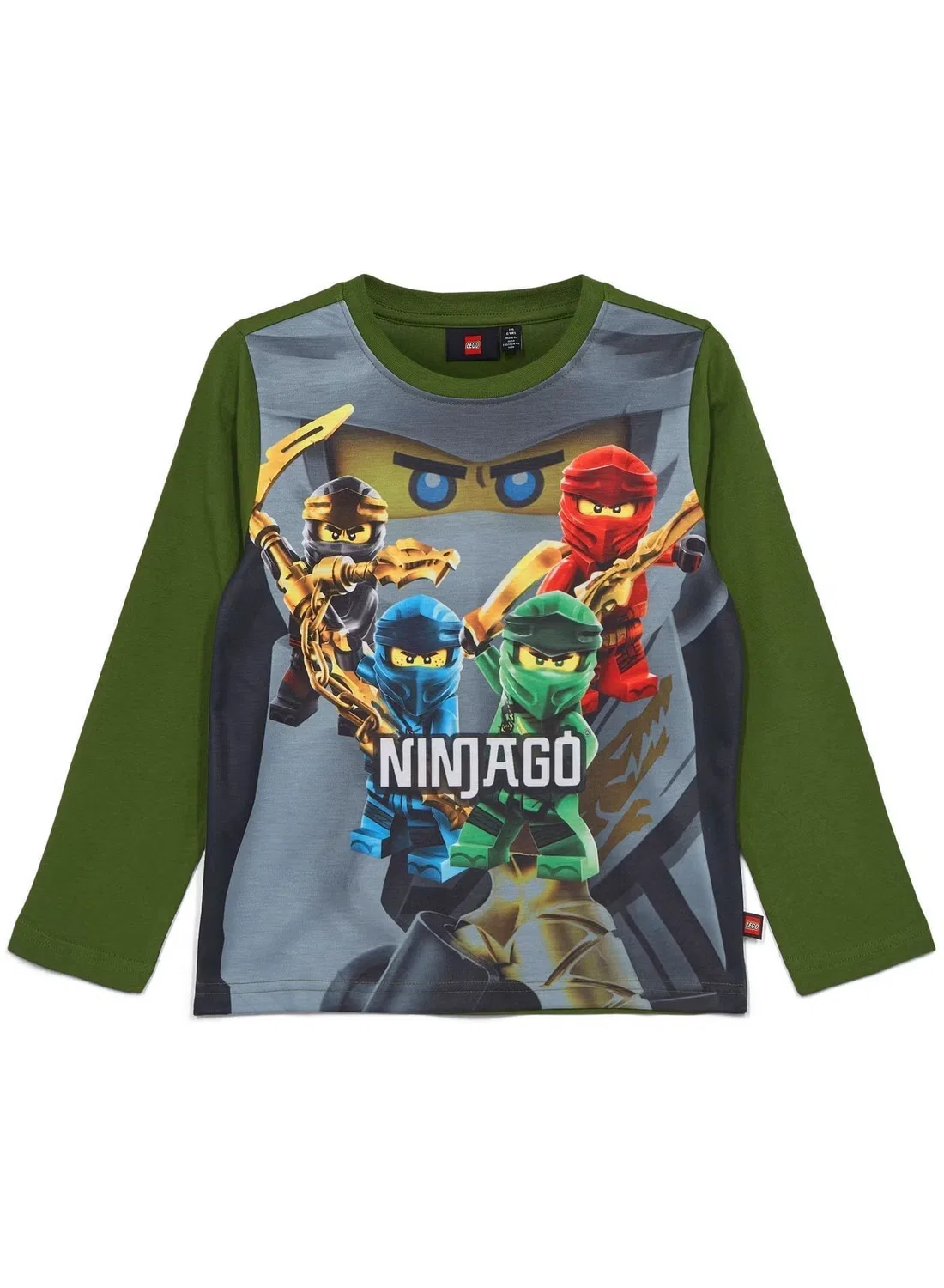 Лонгслив с длинным рукавом с принтом Ninjago Lego, лаймовый — фото 4