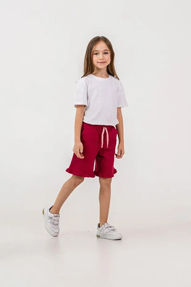 Детские шорты для девочек с принтом Ruffled cherry Mışıl Kids, Dark Rose Dusky — фото 4