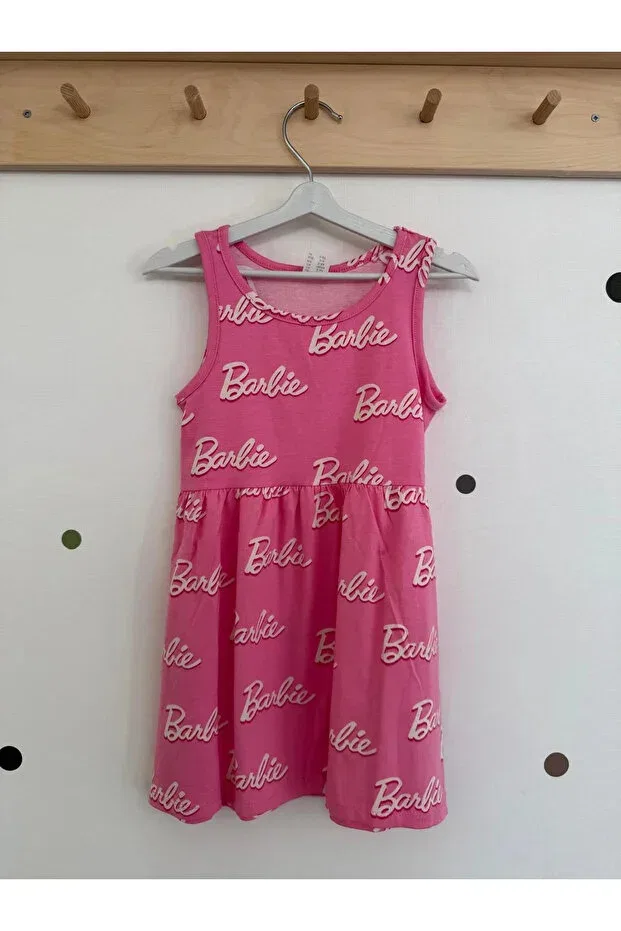Детское платье для девочек хлопковое с принтом Barbie printed dress Kidstalya, Pink