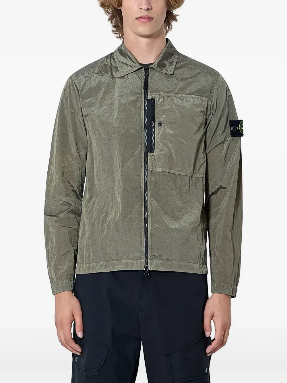 Куртка на молнии с накладными карманами Stone Island, зеленый