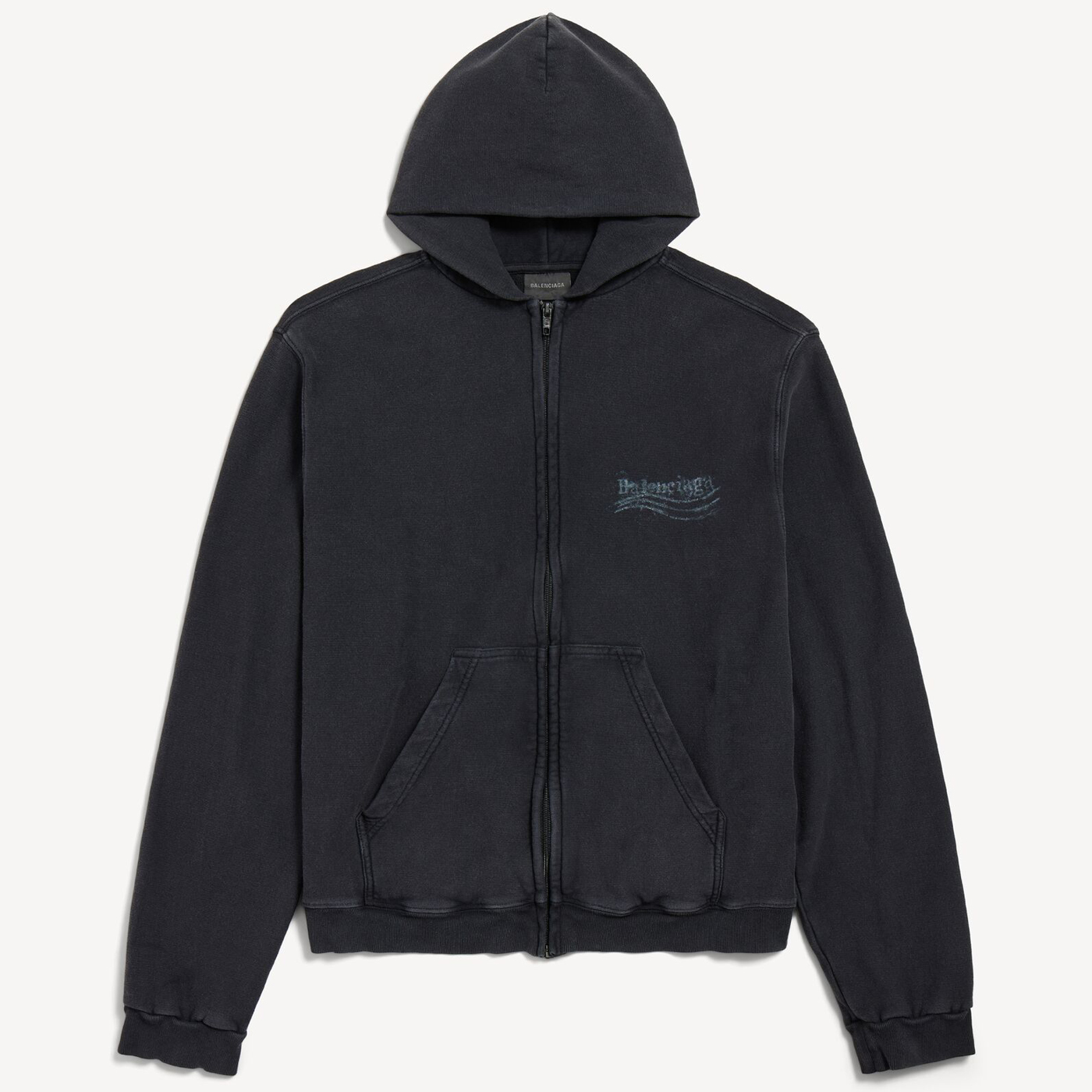 Толстовка Balenciaga Washed Crayon Political Zip-Up, выцветший черный