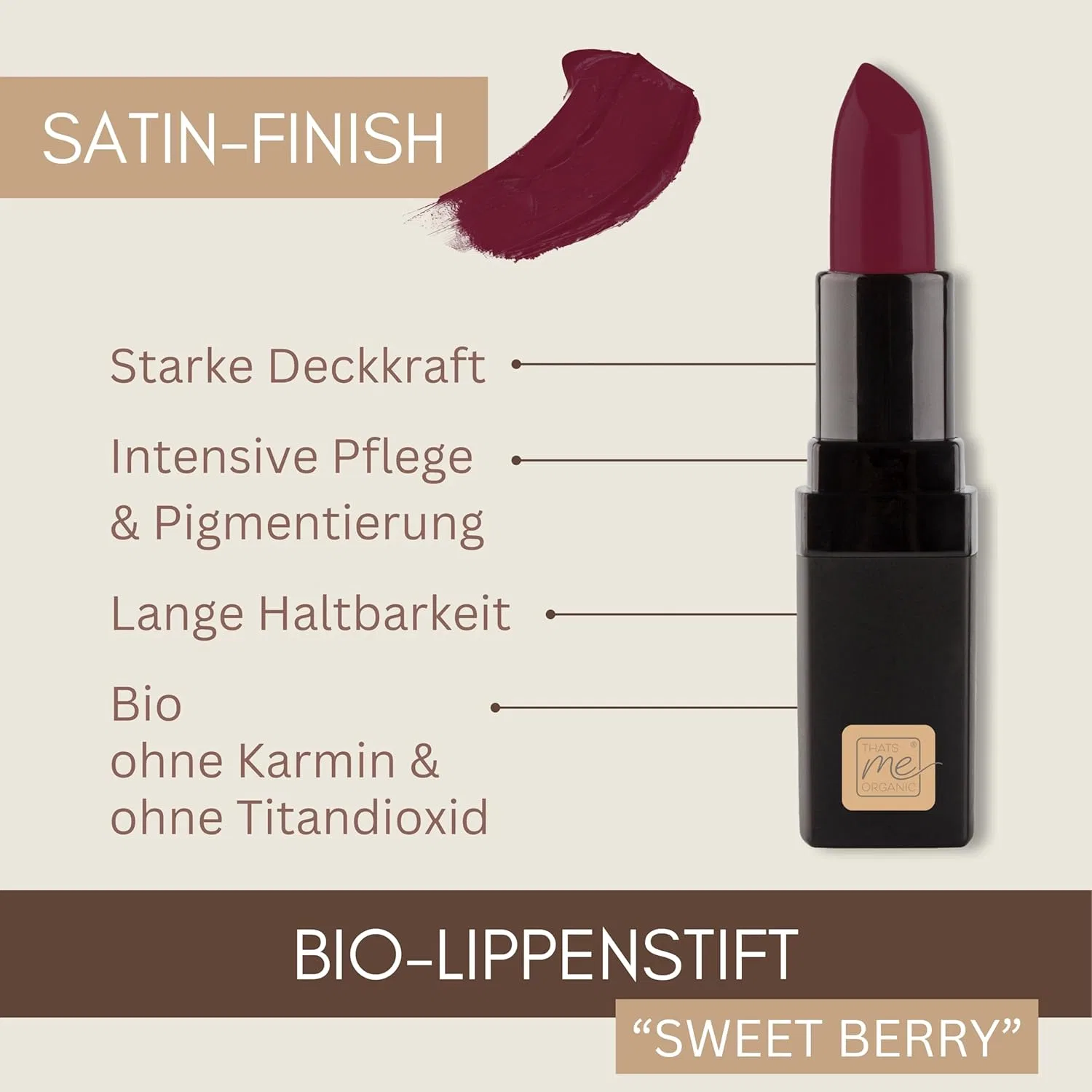 Помада-карандаш интенсивно пигментированная Thats me organic, Sweet Berry — фото 2