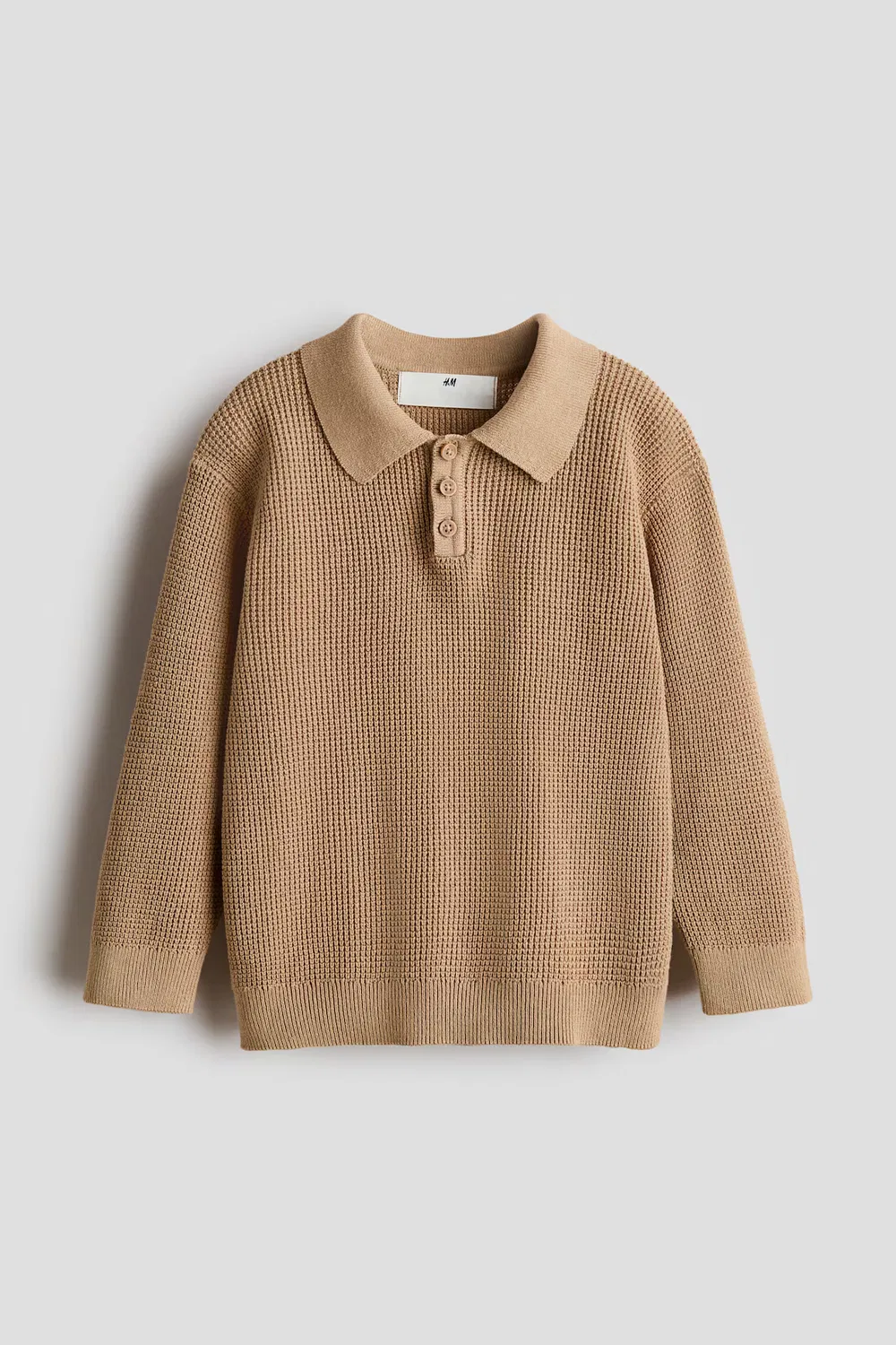Рубашка-Поло из тонкой вязки H&M, Dunkelbeige