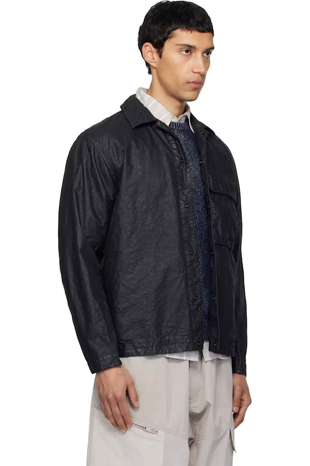 Черная куртка-рубашка из нейлона Panama-TC с органическим эффектом Stone Island — фото 2