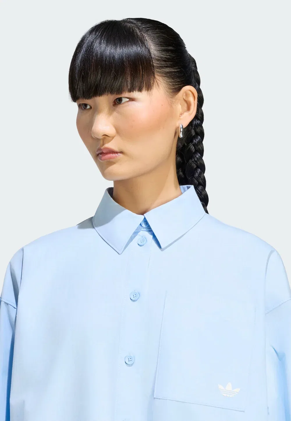 Полосатая рубашка - блузка на пуговицах Adidas Originals, Clear Sky — фото 3