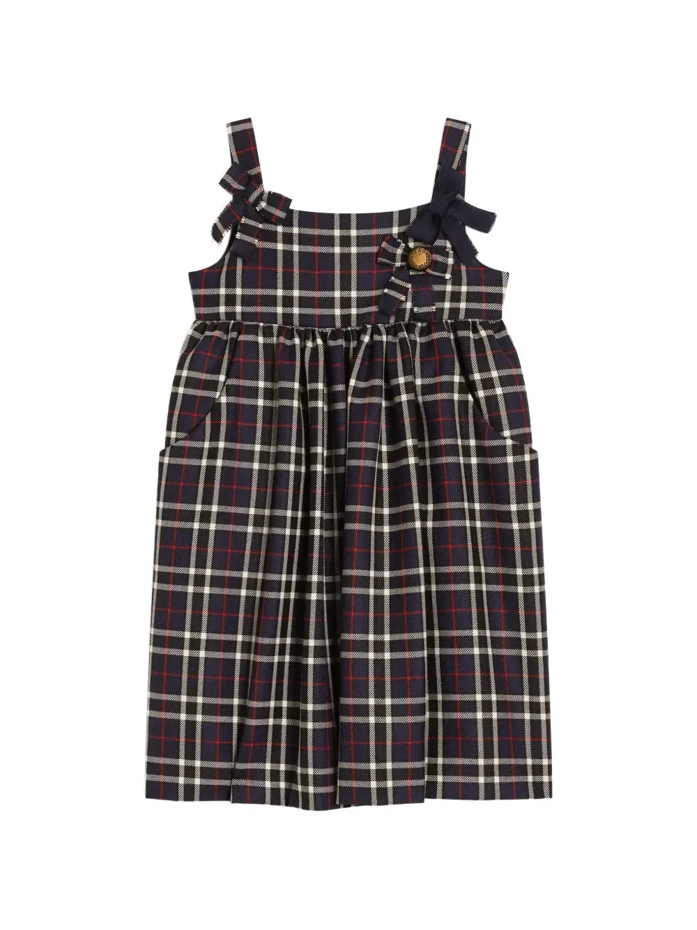 Платье из вирджинской шерсти в клетку тартан Dolce & Gabbana Kids, синий