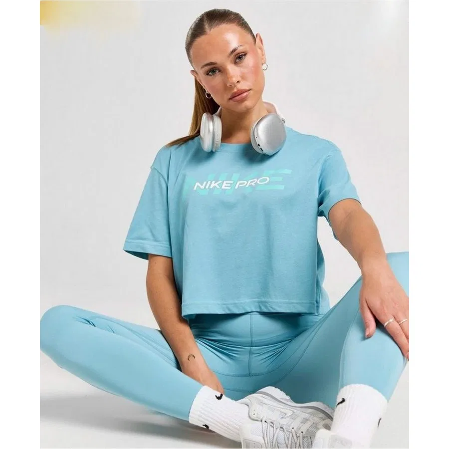 Футболка Nike Pro Graphic Cropped Training Short-Sleeve, Синий — фото 3