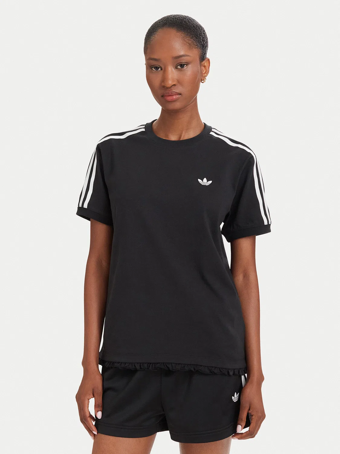 Женская футболка стандартного кроя Pleated Adidas, черный