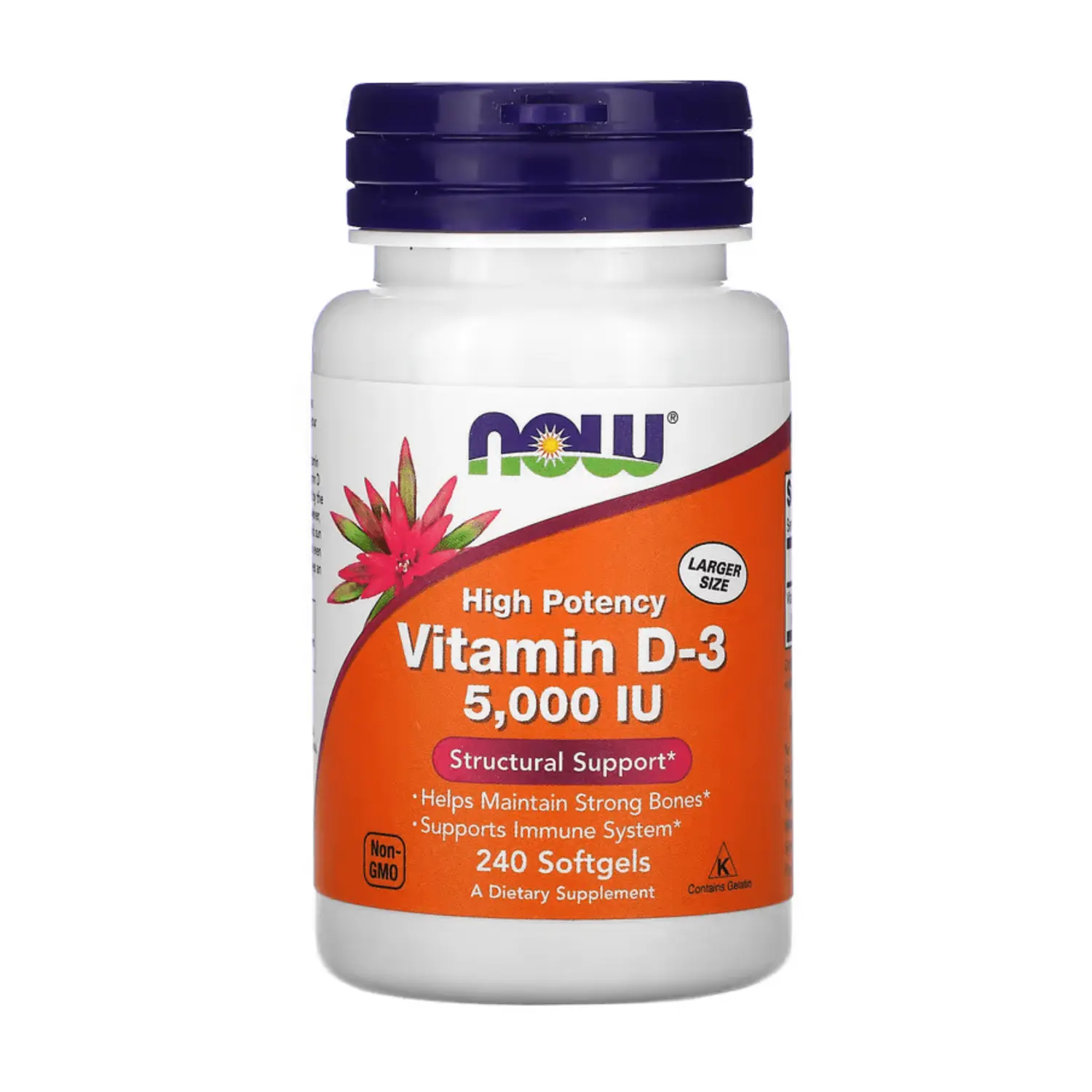 

Витамин D-3 NOW Foods 125 мкг 5000 МЕ, 240 капсул