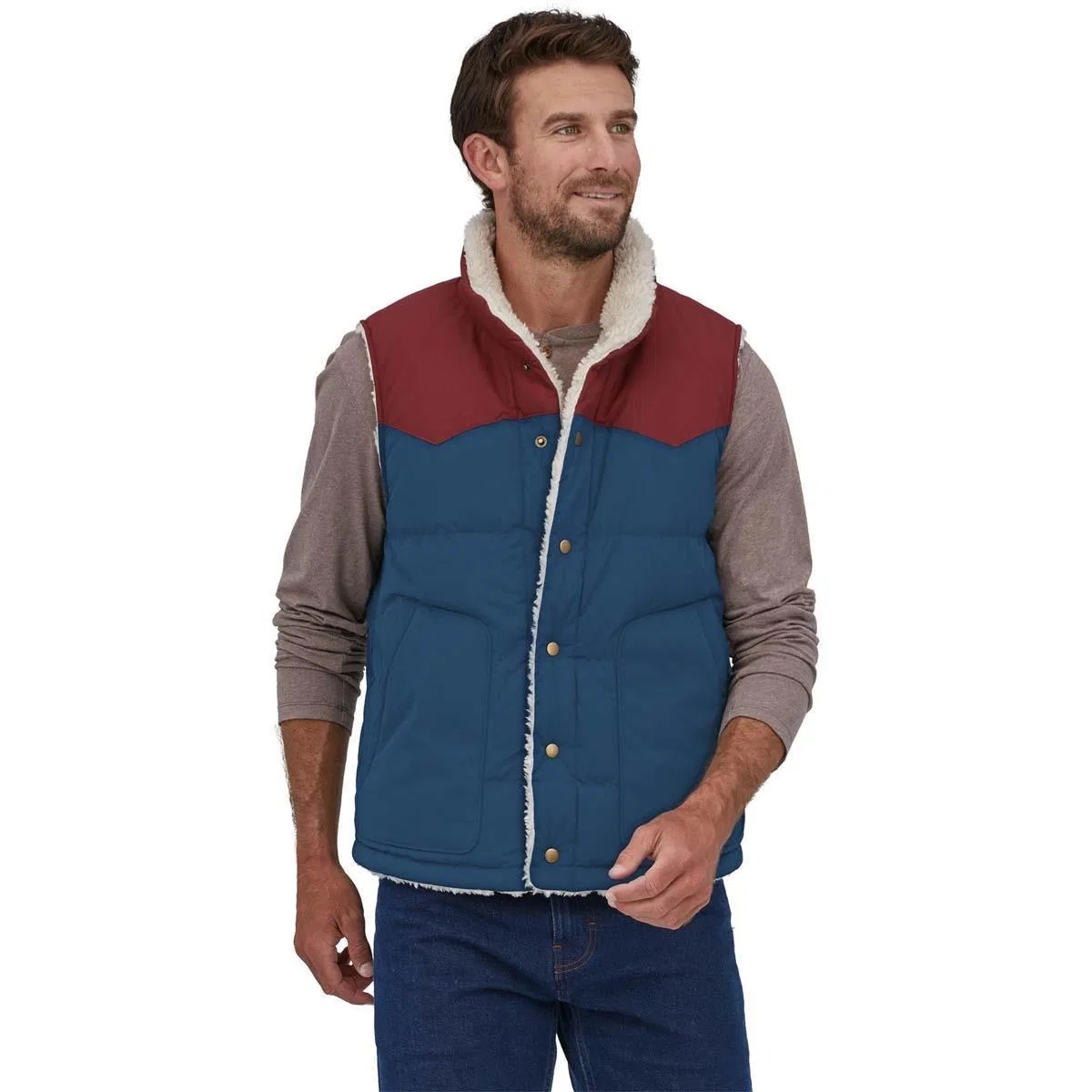 Жилет стеганый двусторонний с капюшоном Patagonia Reversible Bivy Down Vest, Tidepool Blue