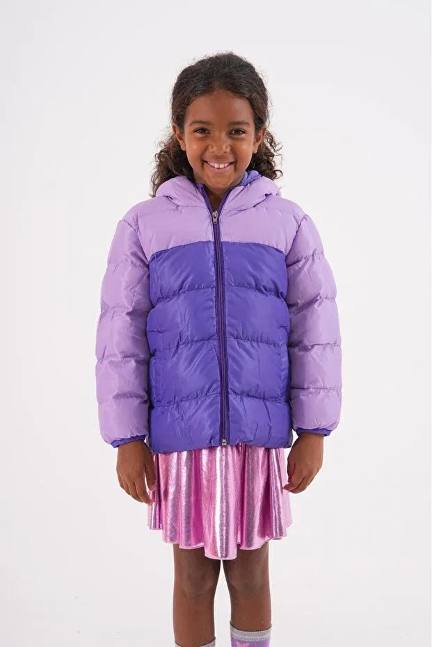 Детский зимнее пуховик для девочек с капюшоном Purple Mina