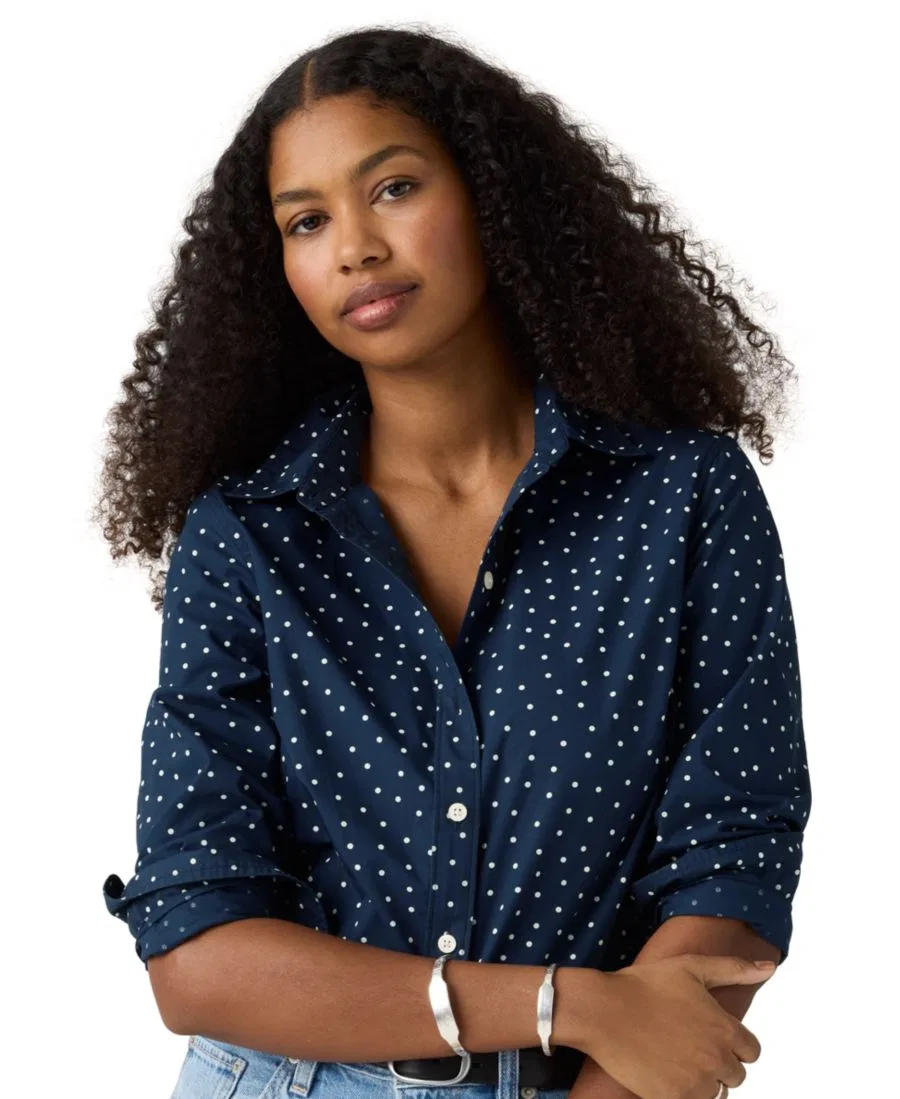 Женская рубашка Carlile Classic Poplin Long-Sleeve с длинным рукавом Levi's, Inga Dot Navy Blazer
