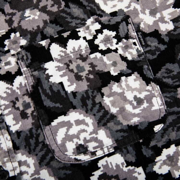 Рубашка Supreme Digi Floral Corduroy Shirt 'Black', разноцветный — фото 3