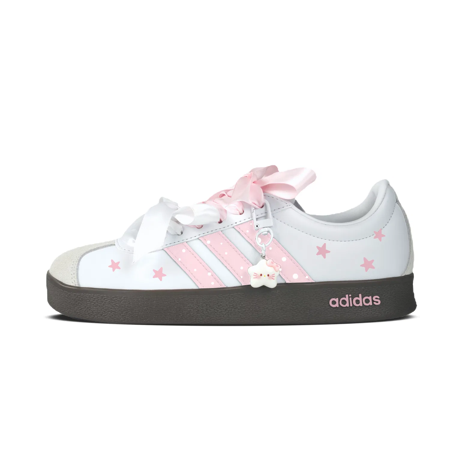 Детские кроссовки с принтом Adidas Vl Court Classic Pink Star, White