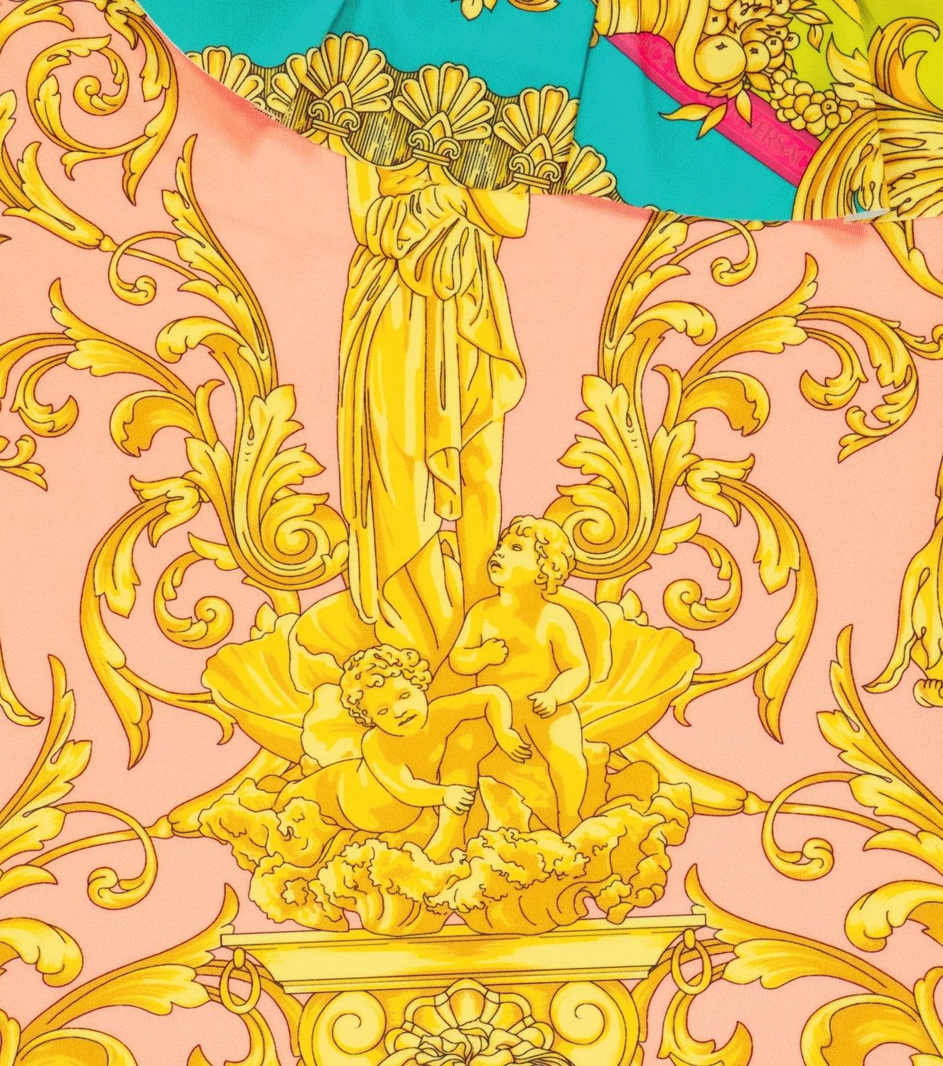 Раздельный купальник с принтом барокко Versace Kids, оранжевый — фото 3
