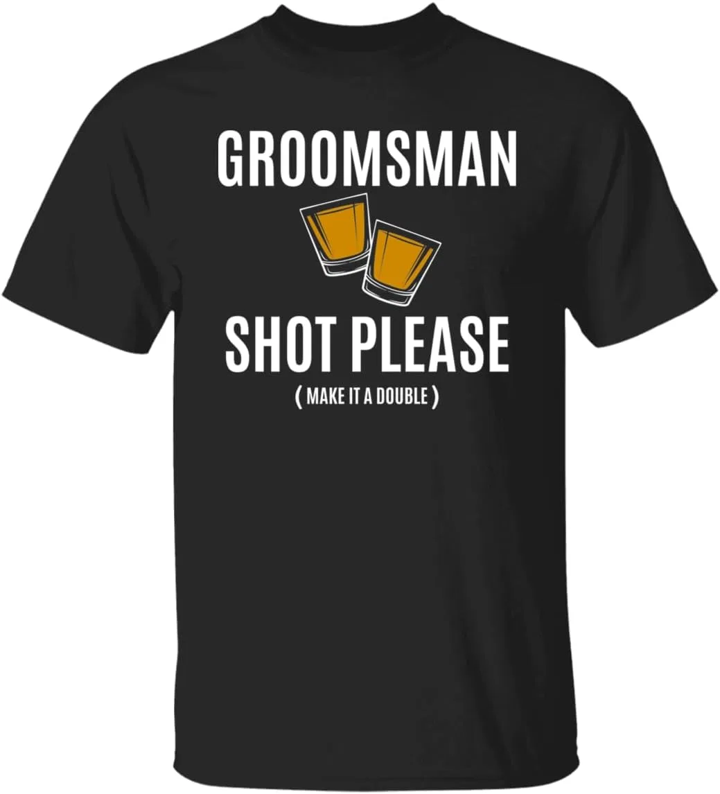 Футболка с принтом Bachelor Party Funny Groomsman Shot Please, Red — фото 4