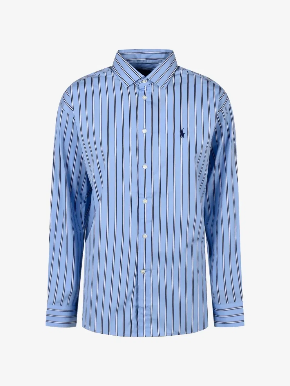 Рубашка из хлопчатобумажной ткани в полоску свободного кроя. POLO RALPH LAUREN, синий
