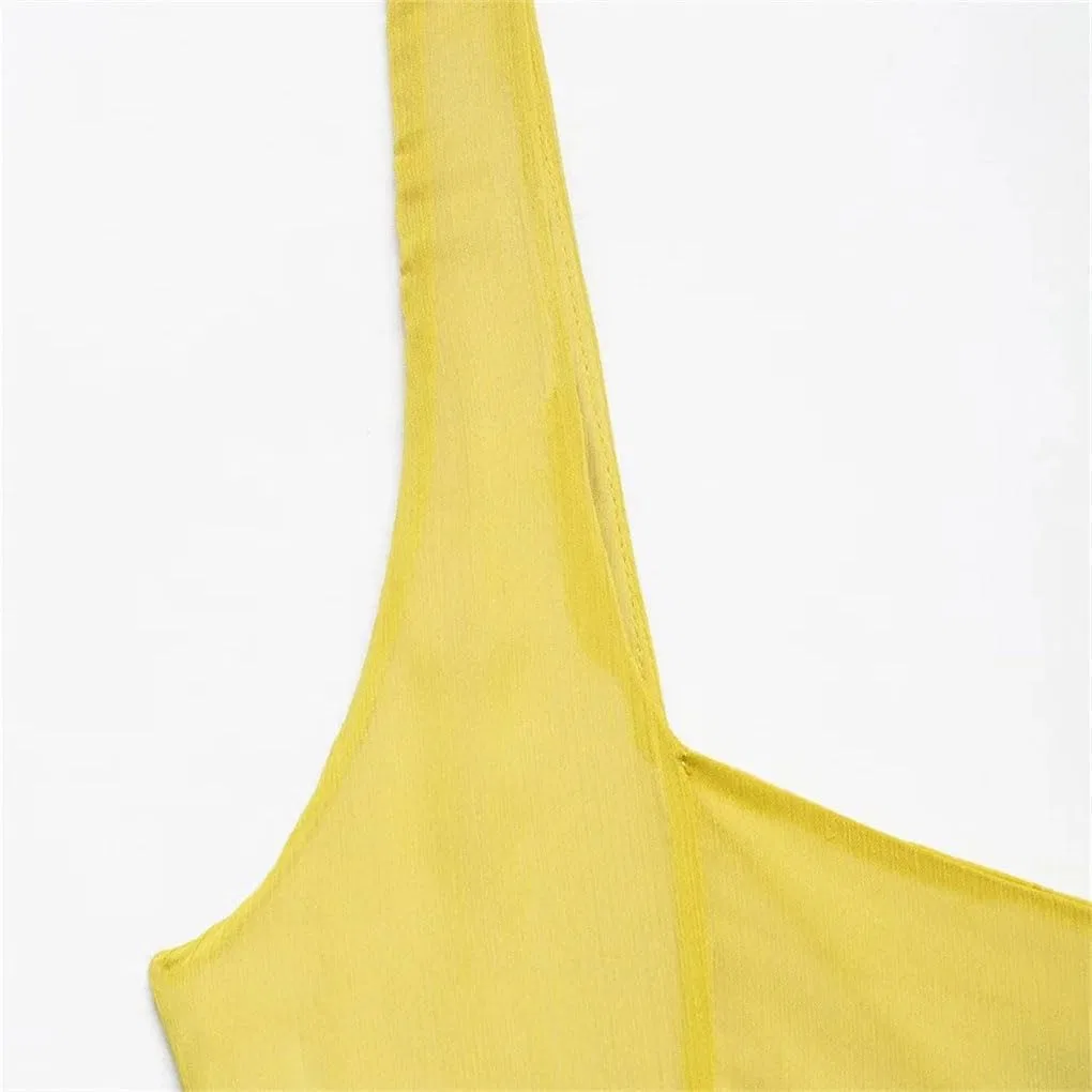 Женское повседневное платье-сарафан с квадратным вырезом Generic, Yellow — фото 2