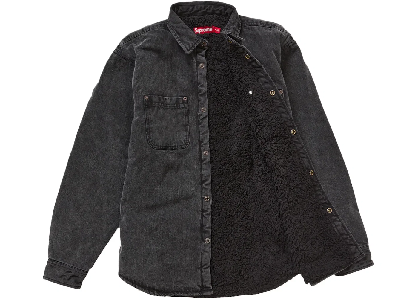Мужская рубашка с подкладкой из искусственного овчины Supreme Shirt, Black Denim — фото 2