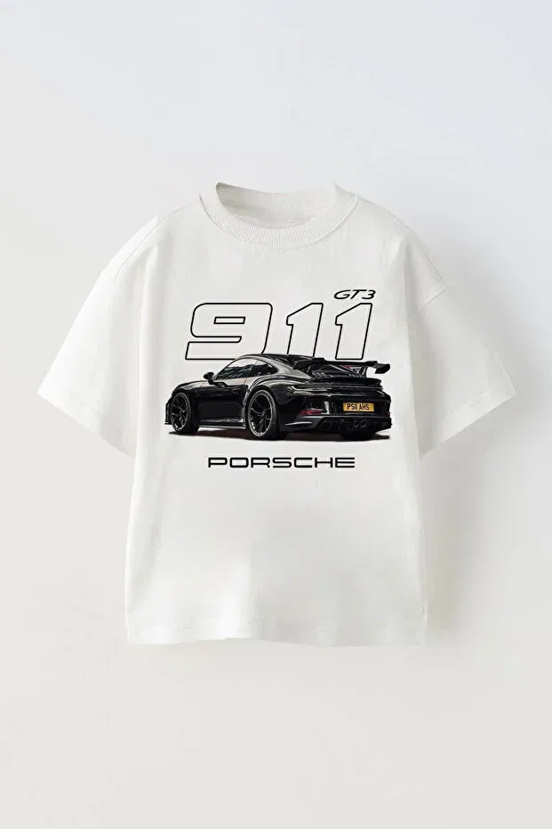 Детская футболка для мальчиков с принтом Porsche Car C.C.L. Coccolin Kids Baby Clup, White