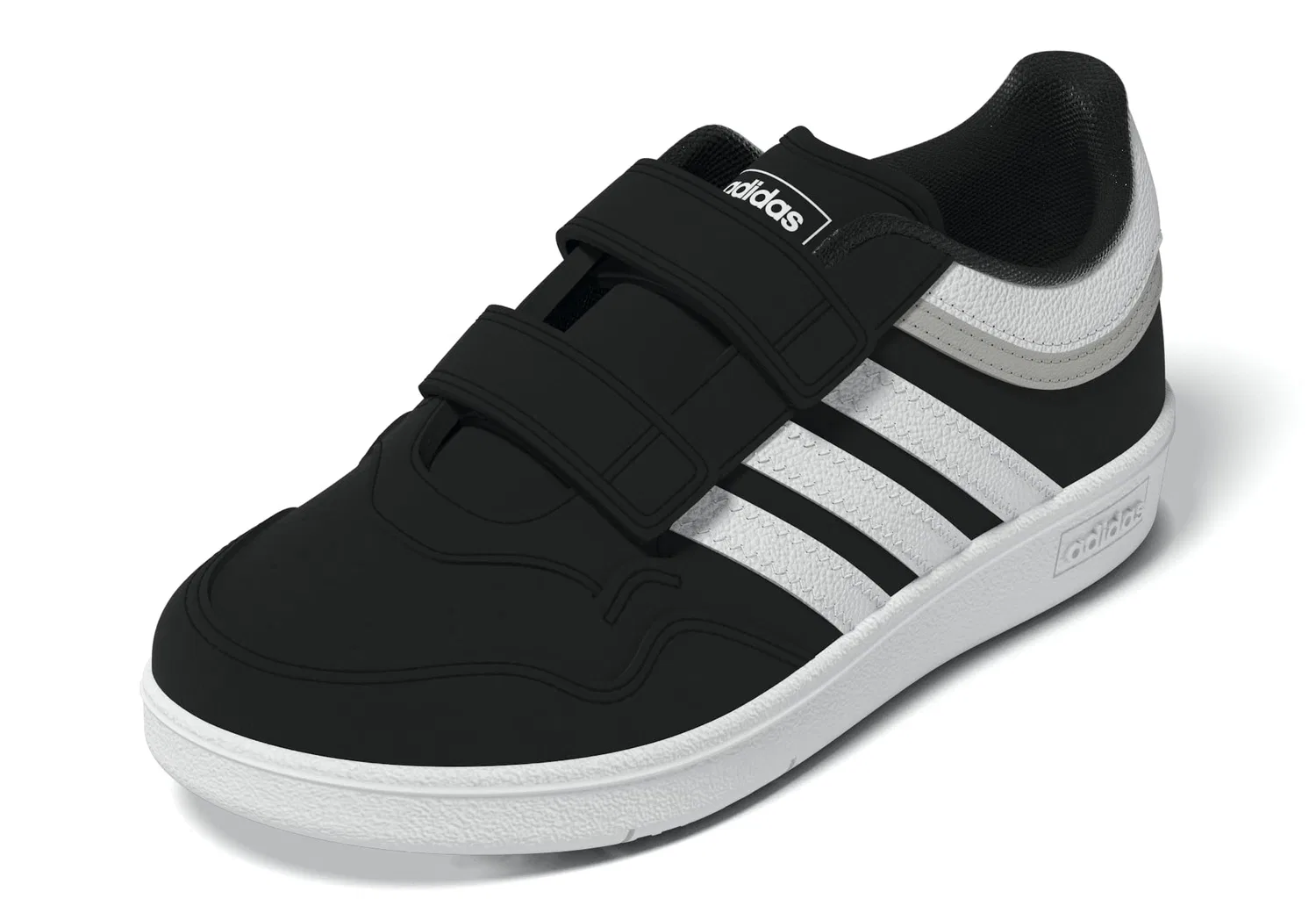 Детские кроссовки для мальчиков с липучками Hoops 4.0 Basketball Adidas, Black White Grey