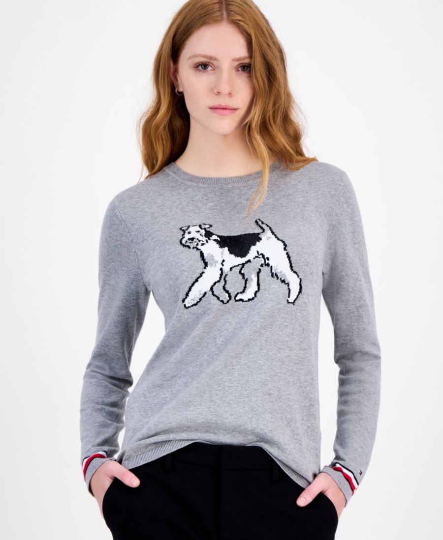 

Женский хлопковый свитер с круглым вырезом из махровой ткани Tommy Hilfiger, Medium Heather Grey