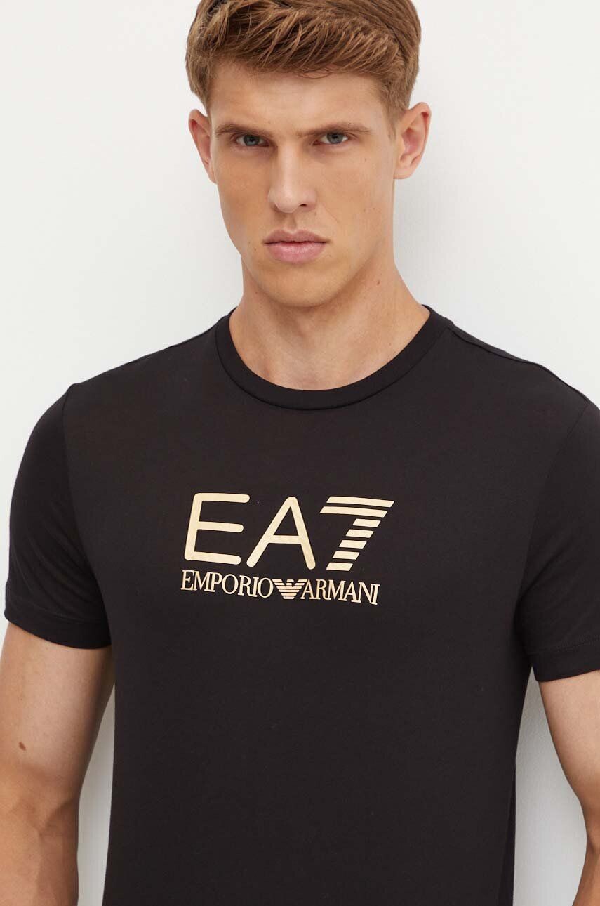 

Хлопковая футболка EA7 Emporio Armani, черный