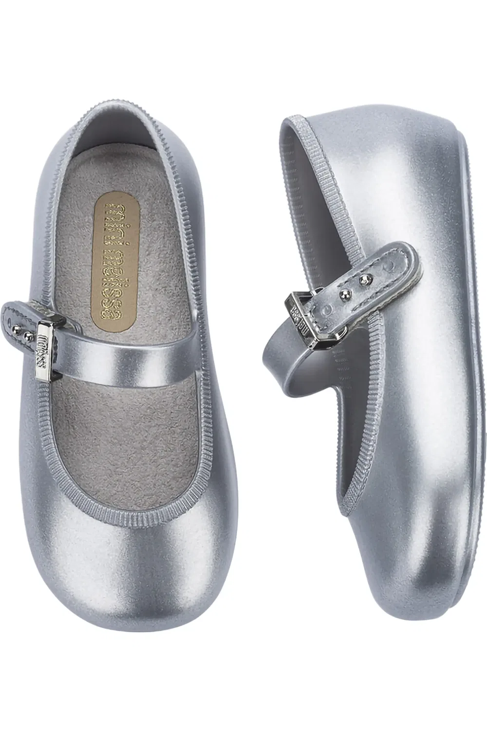 Балетки детские водонепроницаемые Mini Melissa, Silver — фото 3
