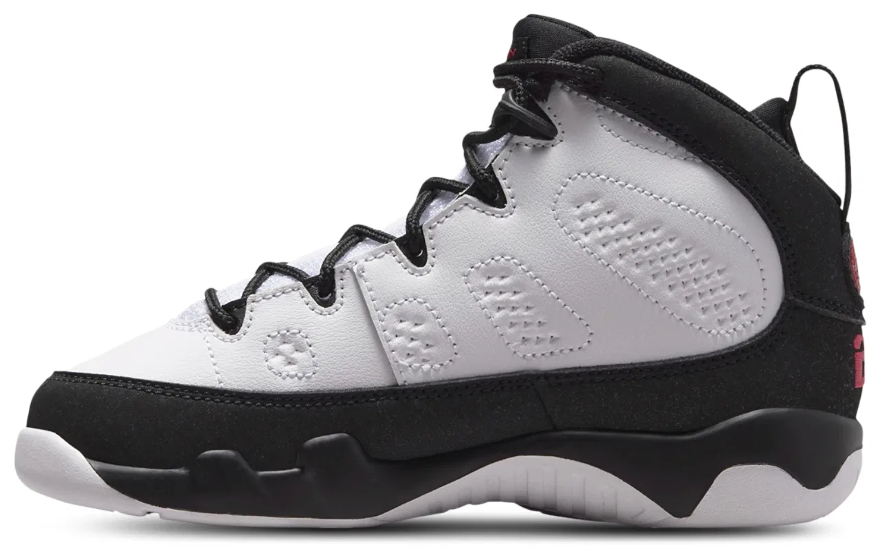 Детские кроссовки для мальчиков с кожаным верхом Retro 9 Jordan, черно-красный-белый — фото 2