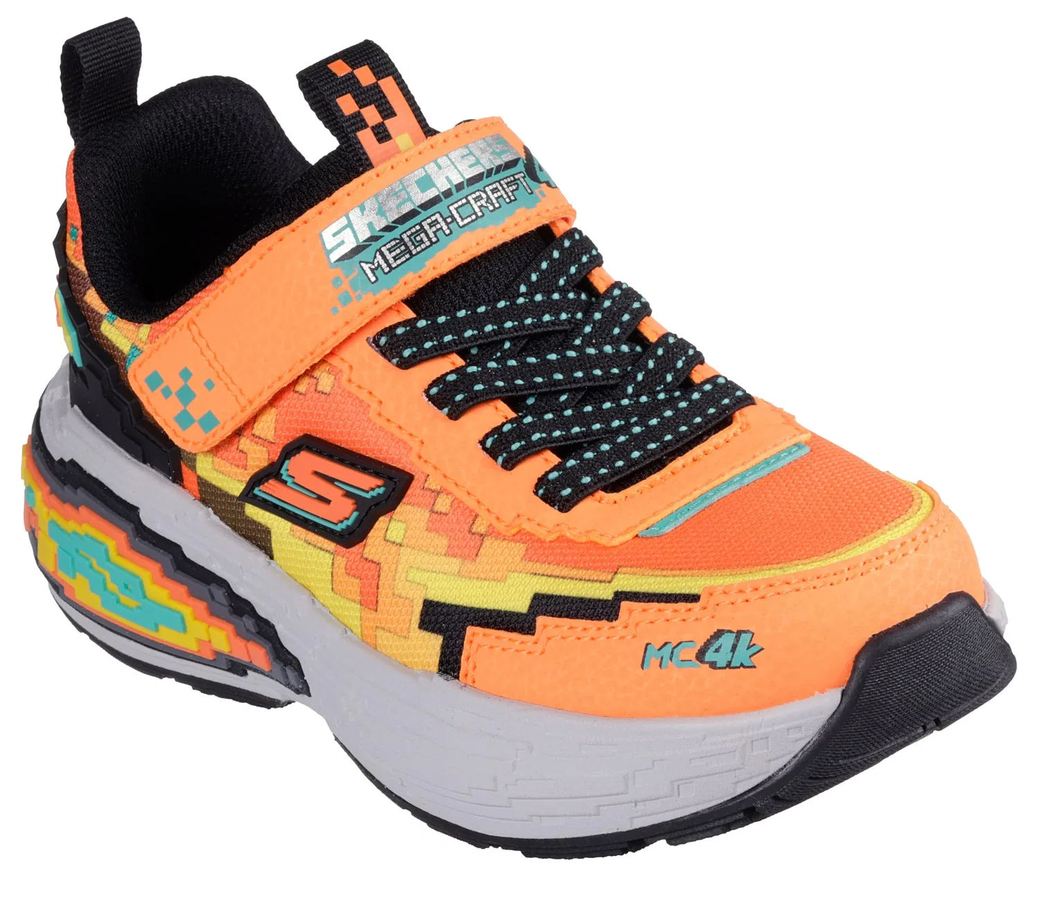 Детские кроссовки для мальчиков с графическим принтом Mega-craft 4k Skechers, Orange Black — фото 4