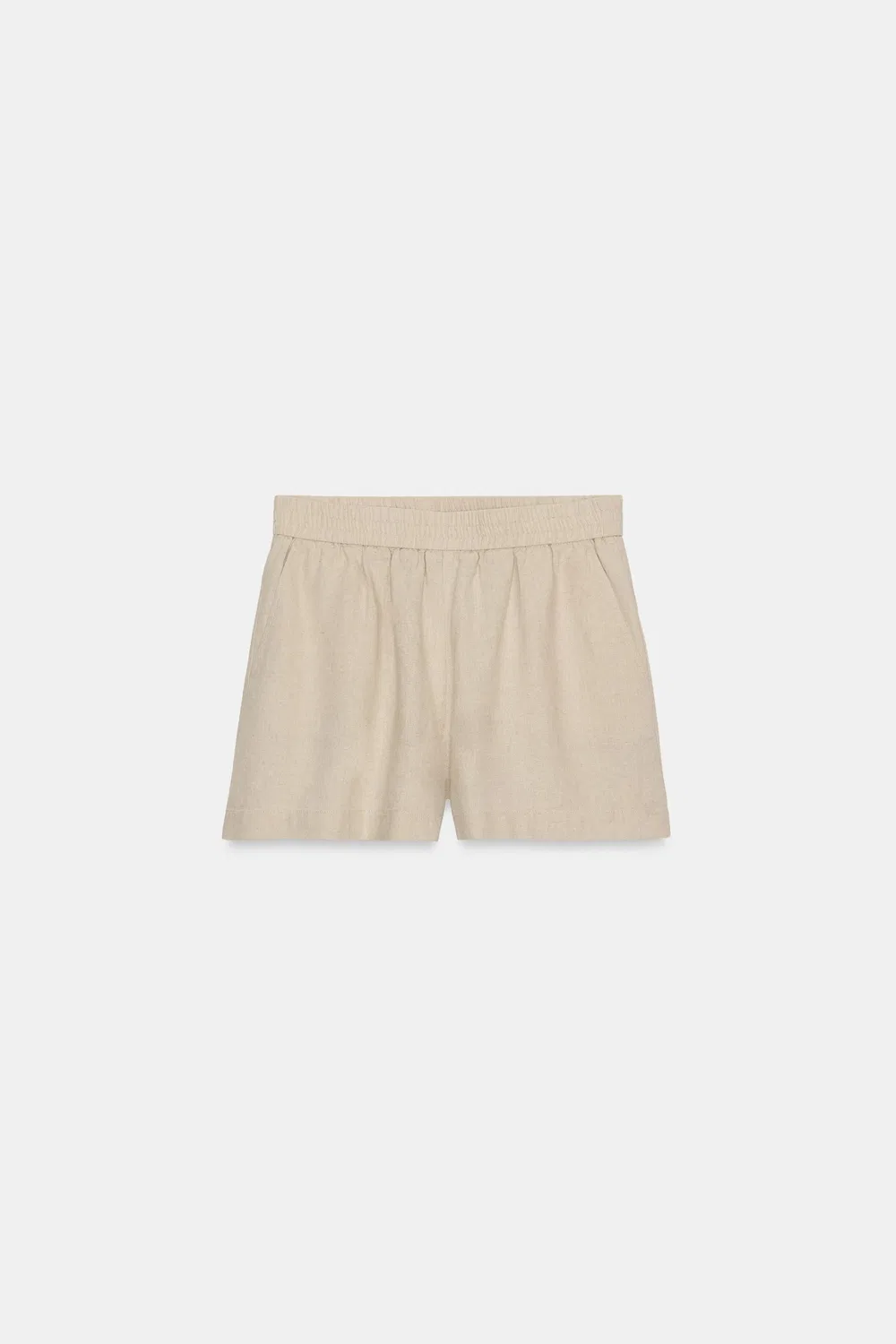 Бермудские шорты из льняной смеси с эластичным поясом ZARA, Light beige — фото 3