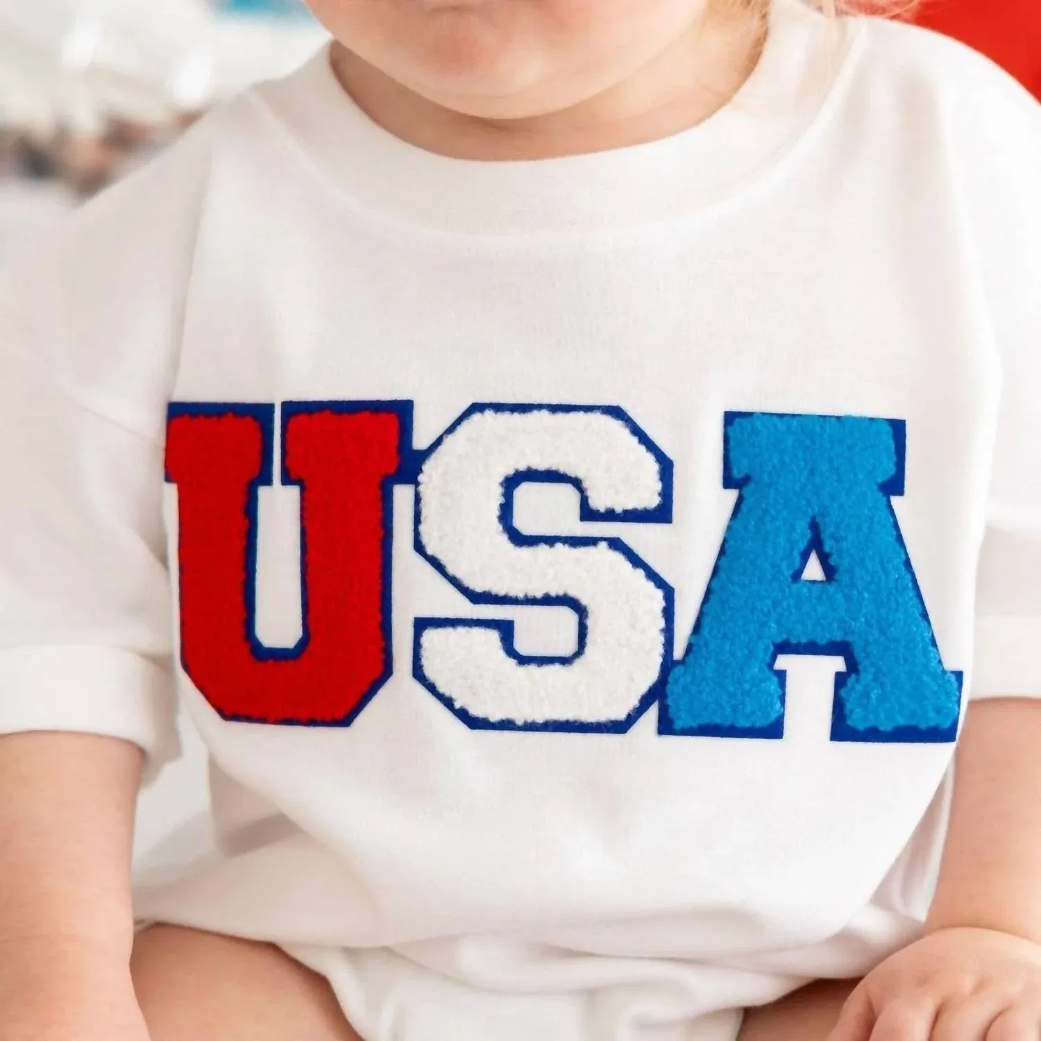 Детский боди-комбинезон для девочек с коротким рукавом и нашивкой USA Patch SWEET wink, White — фото 3